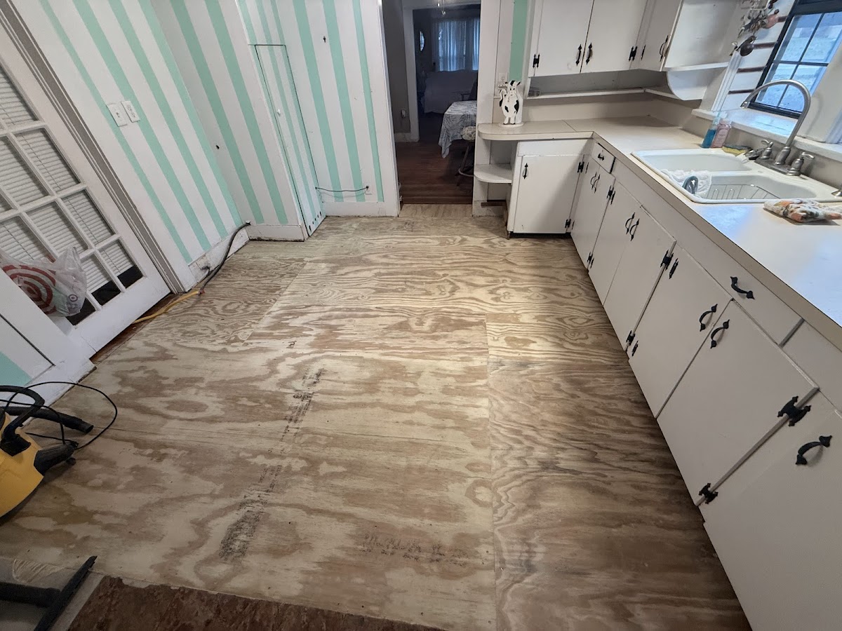 Kitchen floor renovation — subfloor installation