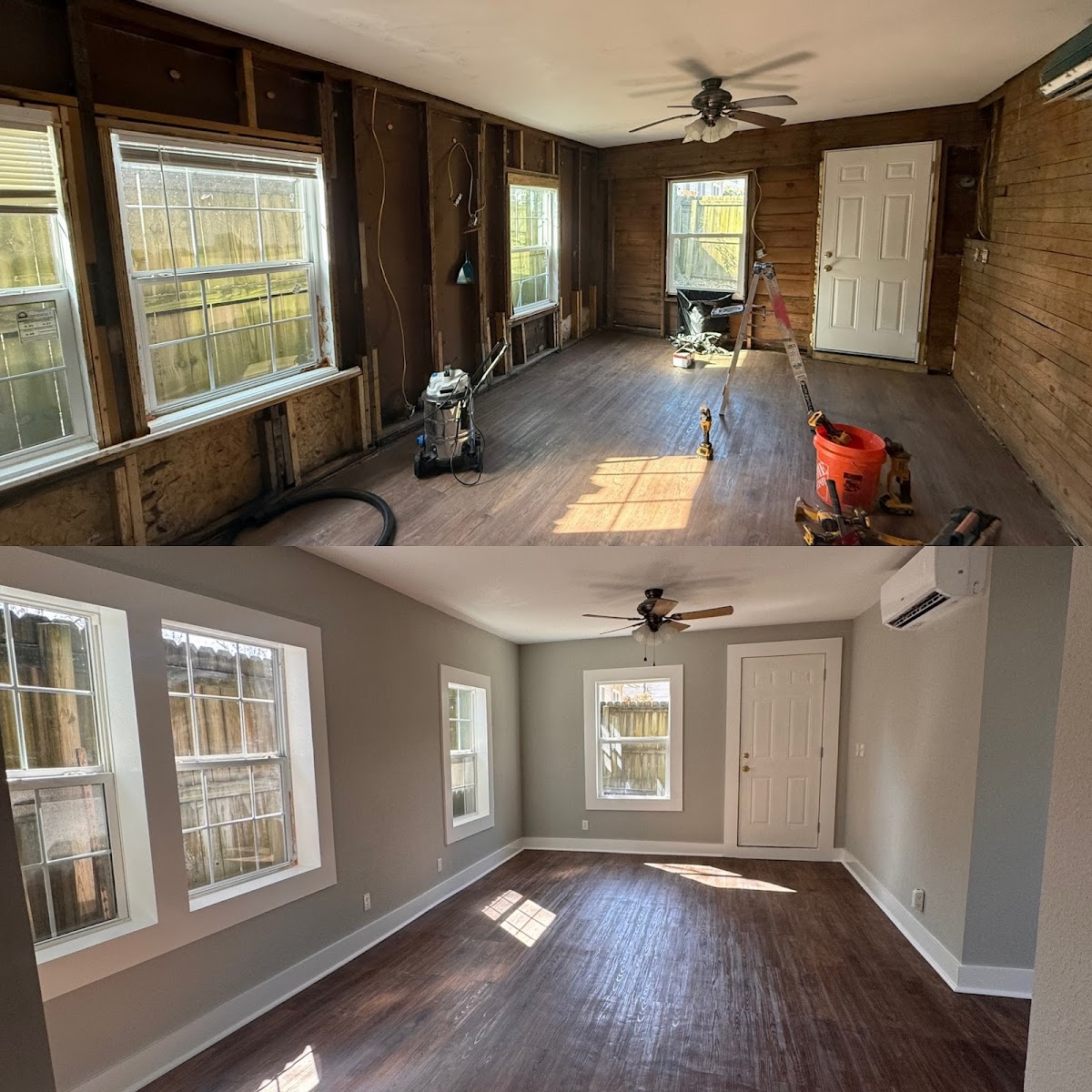 Before and after: gutted room transformed into beautiful finished living space